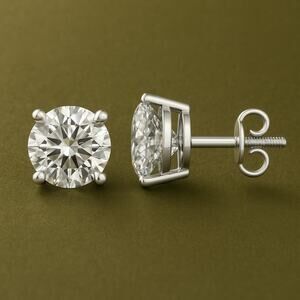 1 CT Lab Grown Diamond Stud Earrings 14K Solid Gold White G VS NWT Appraisal